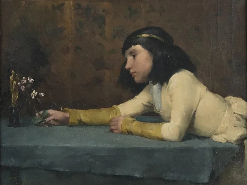 1862-Helene Sofia Schjerbeck - Ragazza con una Madonna